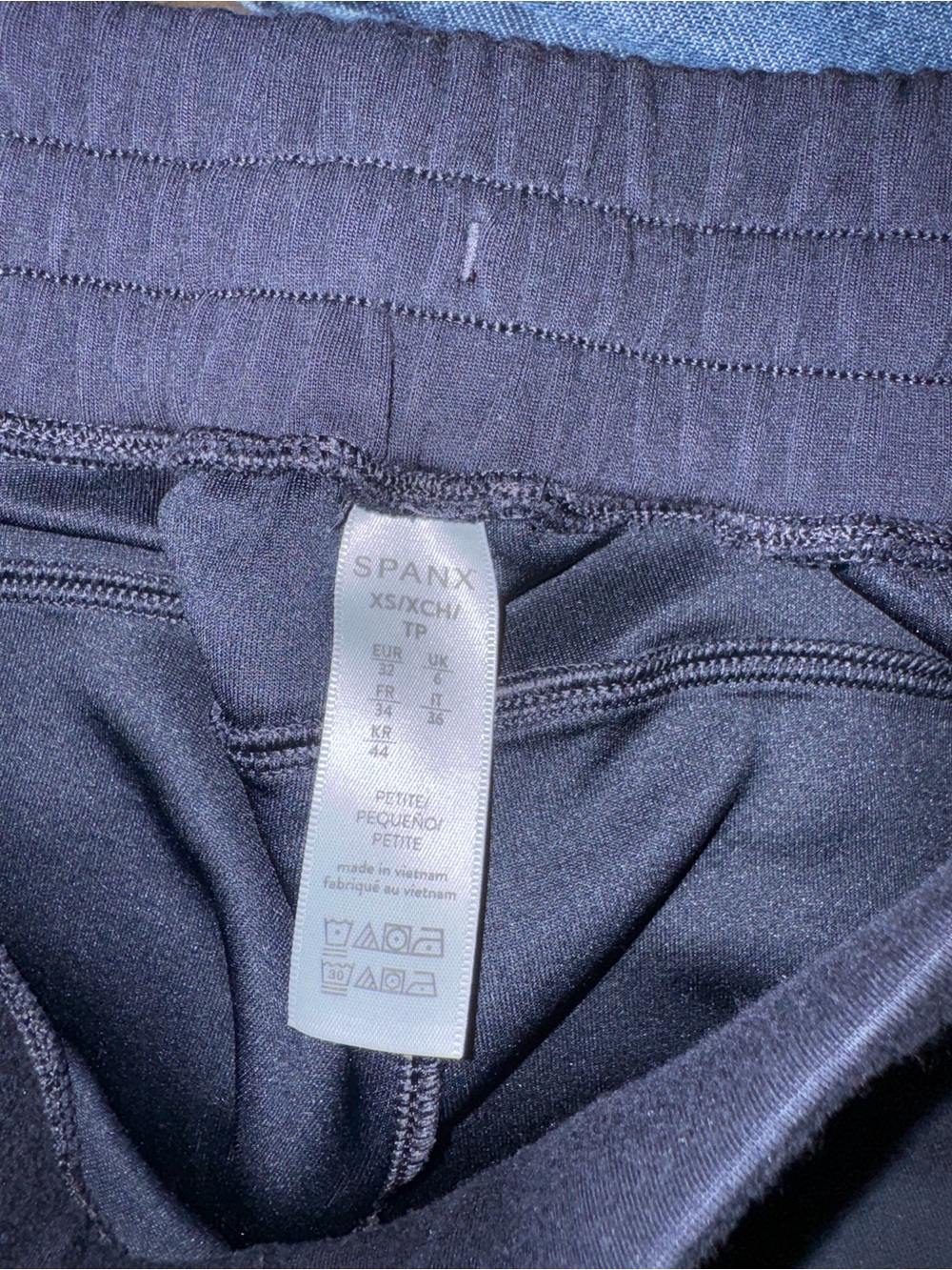 SPANX Air Essentials Navy Tie Waist High Rise Wide Leg Cropped Lounge Pants XS - Picture 3 of 7